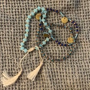 3 elastic beaded bracelets NWOT